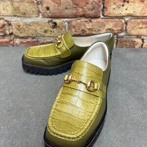 Intentionally_Blank Platform Green Alligator Platform Loafers- HK2